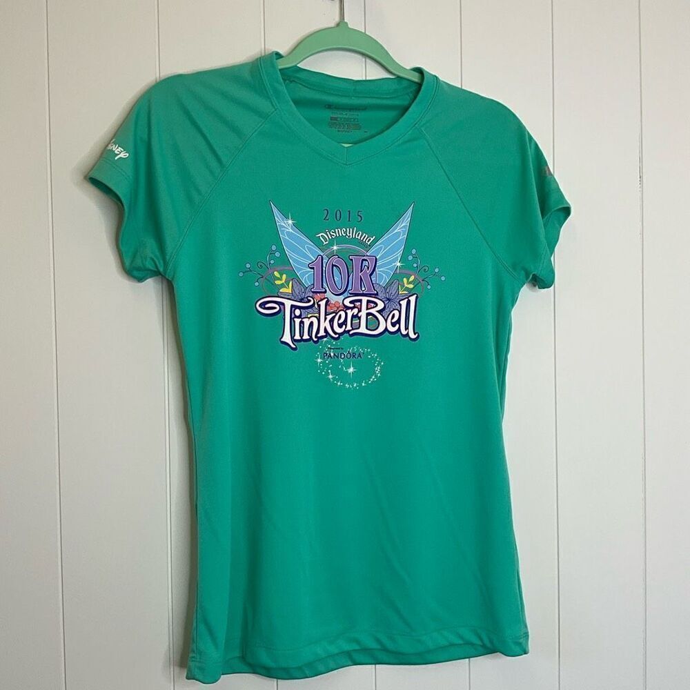 Champion Womens Small Disneyland Tinker Bell 10K T Shirt Green Double Drye
